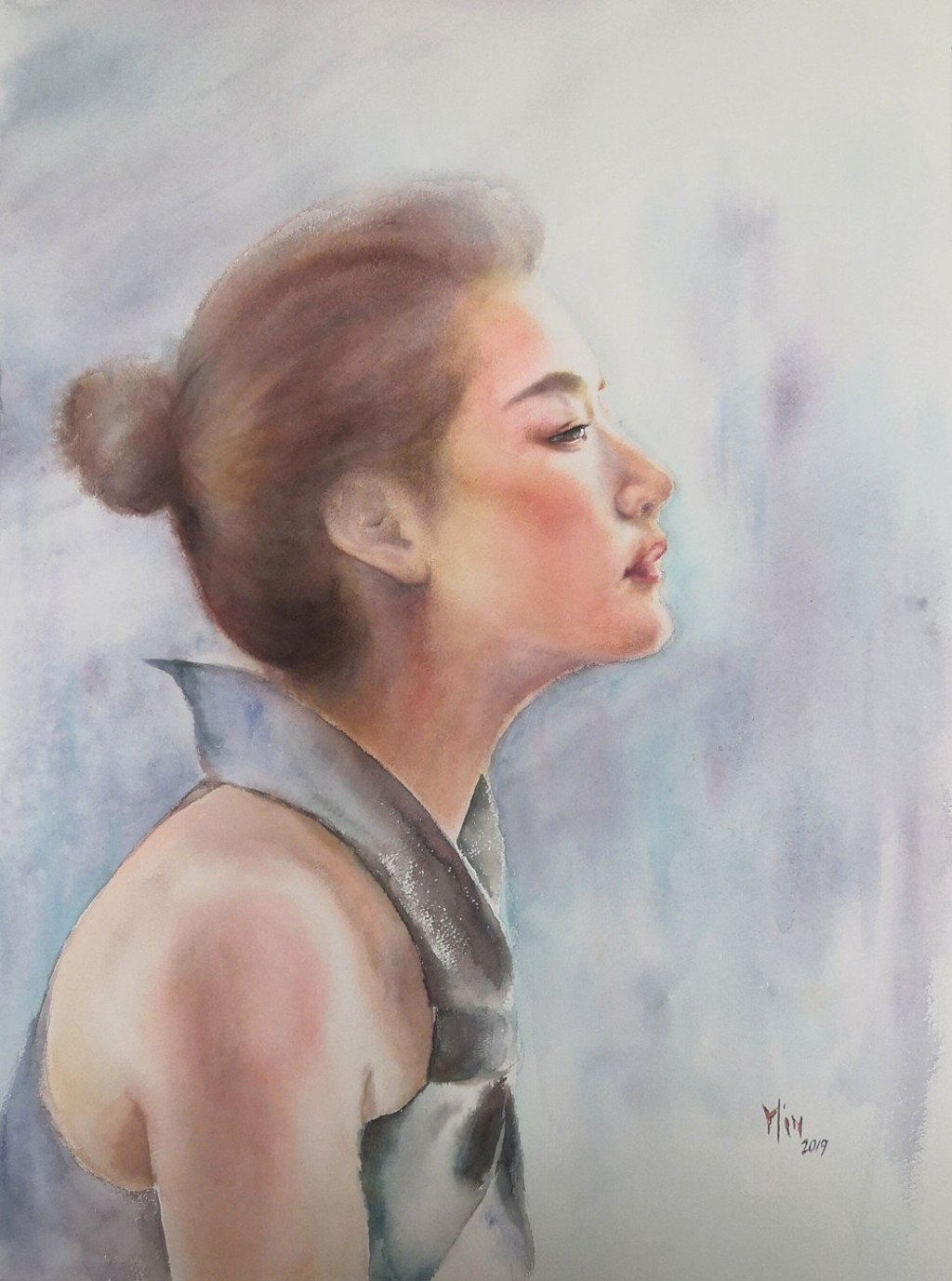 Chan’s painting “Blue Mood Girl”. Chan’s painting “Blue Mood Girl”.