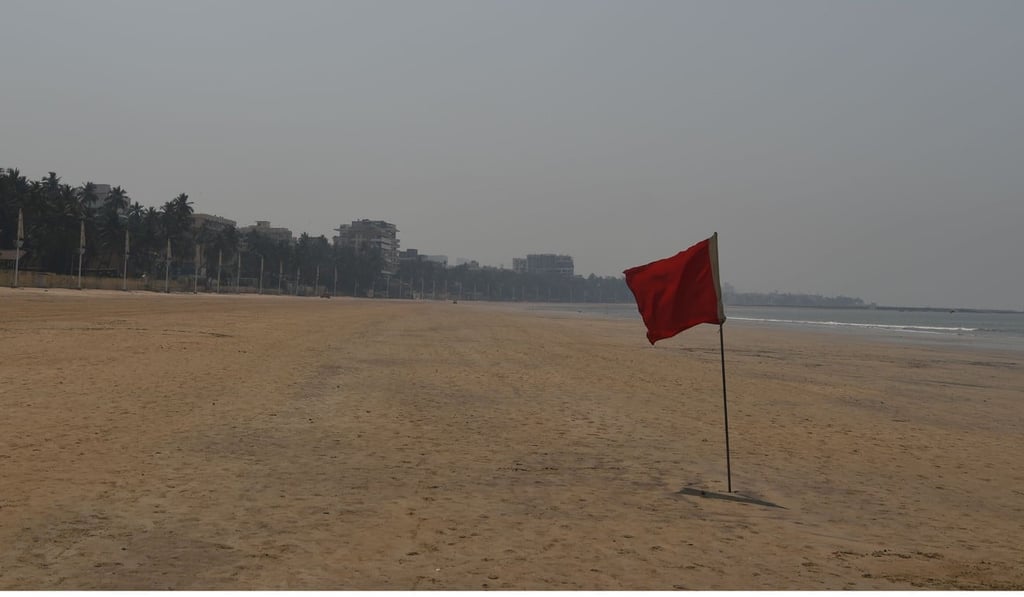 Juhu beach in Mumbai is deserted. Photo: AFP