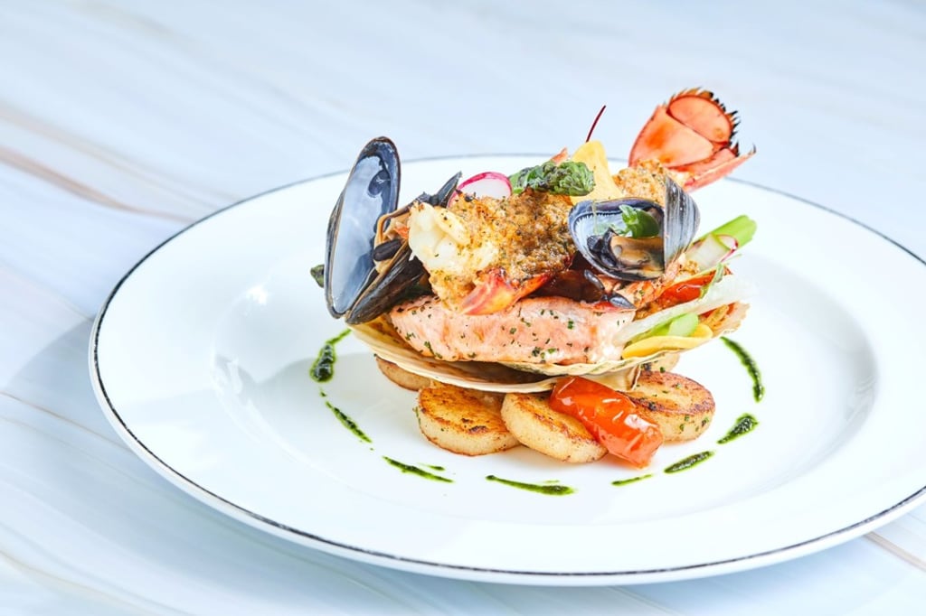 The Verandah seafood mixed grill. The Verandah seafood mixed grill.