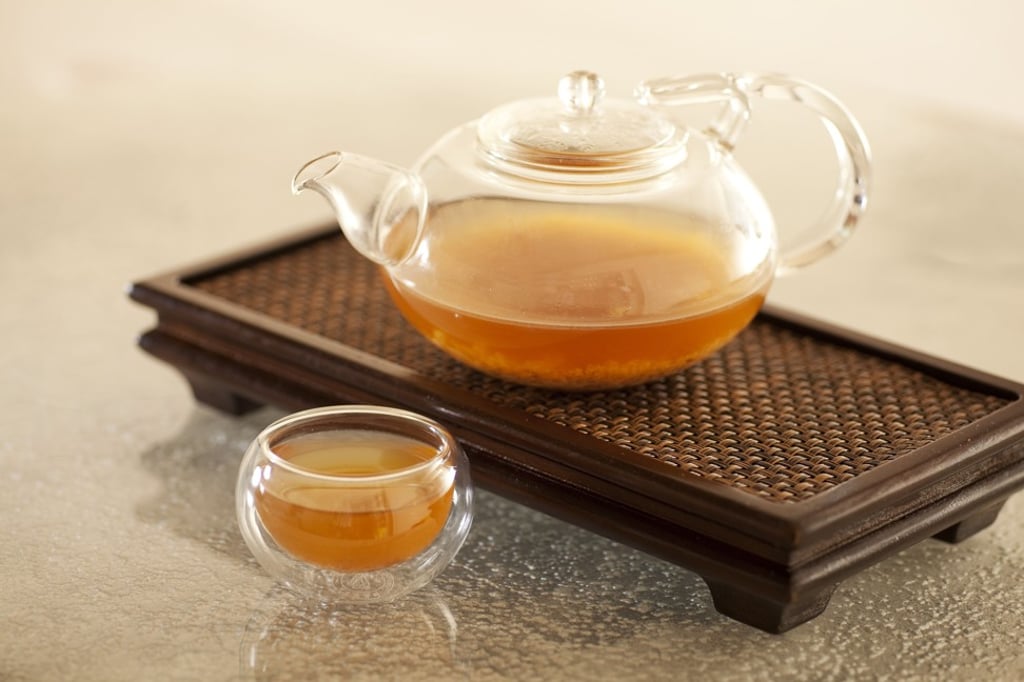 Chicken consommé with Matsutake mushrooms and bamboo pith.