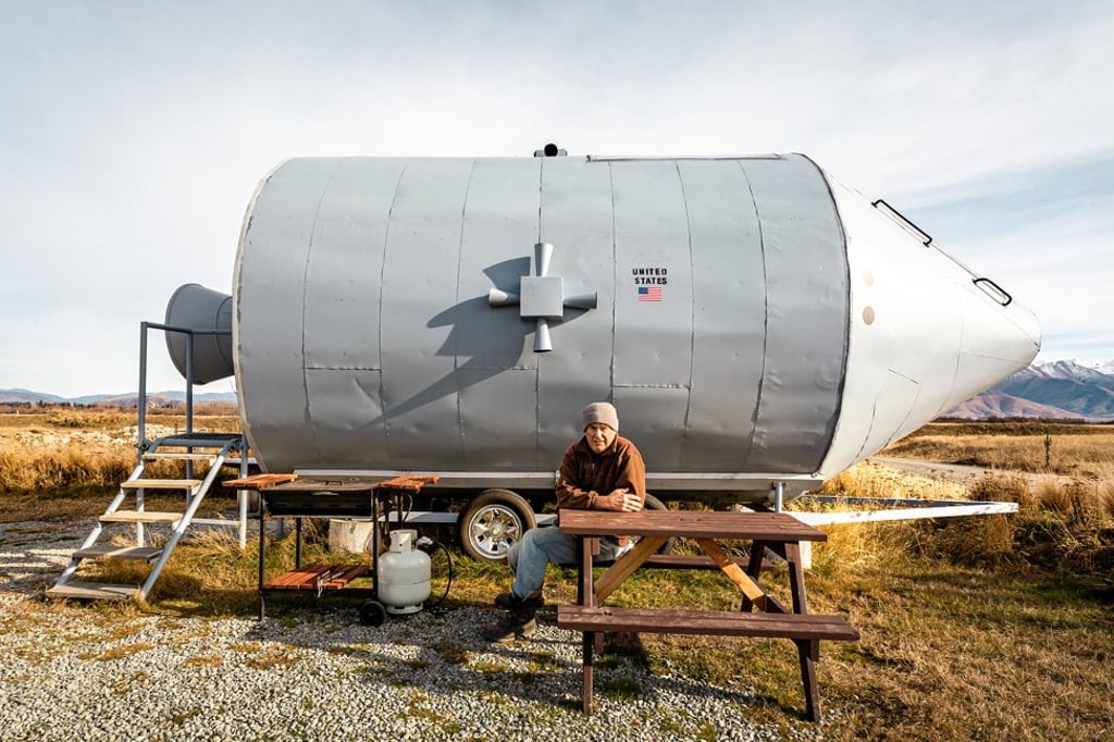 A glamping pod shaped like a space capsule in the Mackenzie Dark Sky Reserve in Pukaki, New Zealand. Unique homes like this will be built for an Airbnb programme. Photo: Airbnb A glamping pod shaped like a space capsule in the Mackenzie Dark Sky Reserve in Pukaki, New Zealand. Unique homes like this will be built for an Airbnb programme. Photo: Airbnb