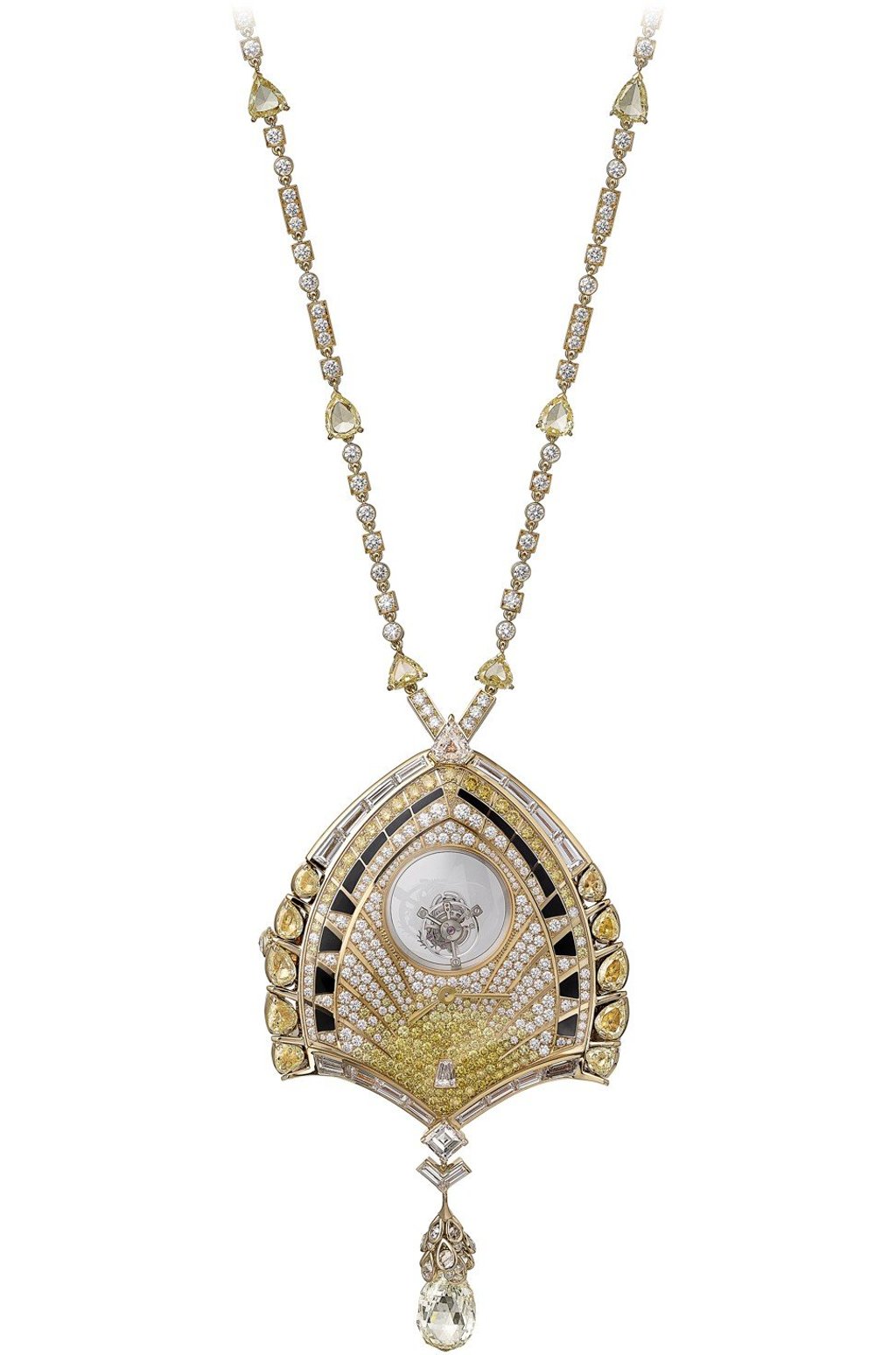 Each High Jewellery Visible Hour Sirius de Cartier pendant watch takes about 1,500 hours of highly skilled workmanship to complete. Photo: Cartier Each High Jewellery Visible Hour Sirius de Cartier pendant watch takes about 1,500 hours of highly skilled workmanship to complete. Photo: Cartier