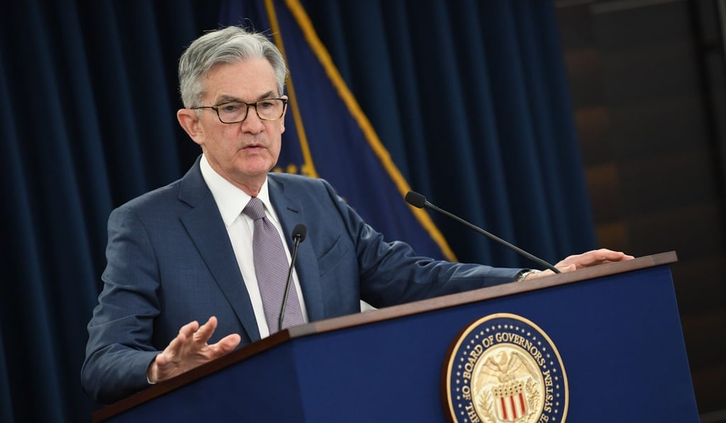 US Federal Reserve chairman Jerome Powell gives a press briefing in Washington after the surprise announcement that the central bank would cut interest rates on March 3. The bank announced a second cut on March 15. Photo: AFP