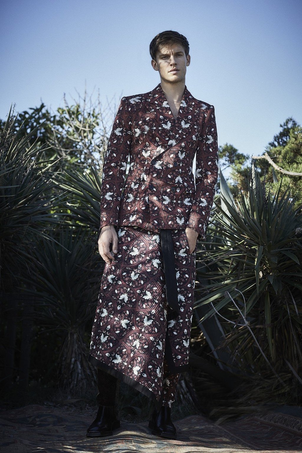 Dries Van Noten blazer and skirt, prices on request; Dior Homme trousers, HK$7,300. Photo: Kate Davis-Macleod