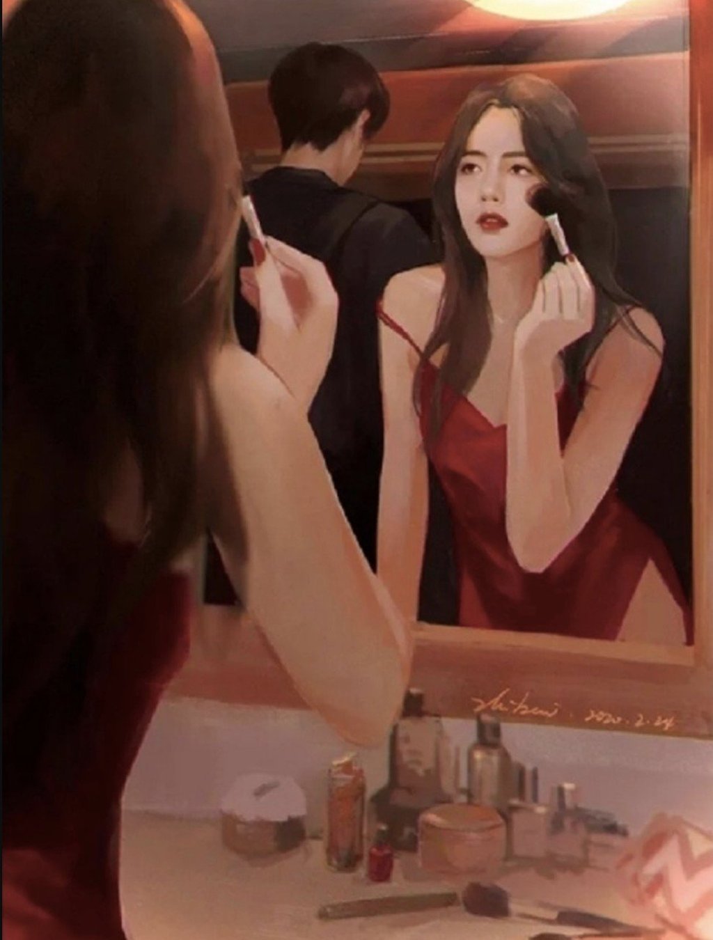 The offending fan fiction image showing Xiao (right).