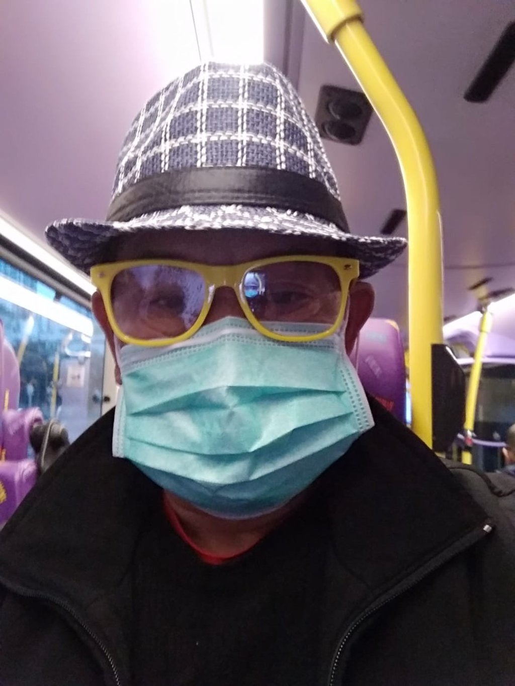 Sunny So wears his anti-infection gear when out and about. Photo: Handout