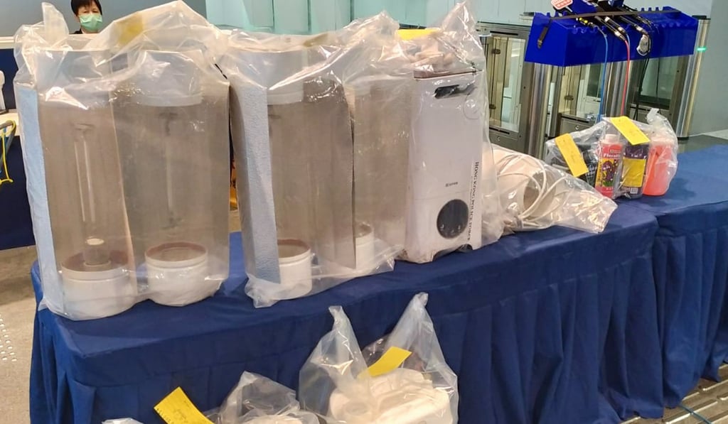 Marijuana plant-growing and packaging equipment were also seized during the raid. Photo: Handout