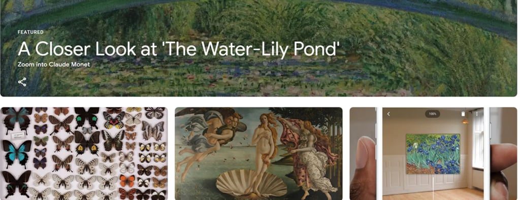 Screen capture of the Google Arts & Culture homepage. Image: Google Arts & Culture