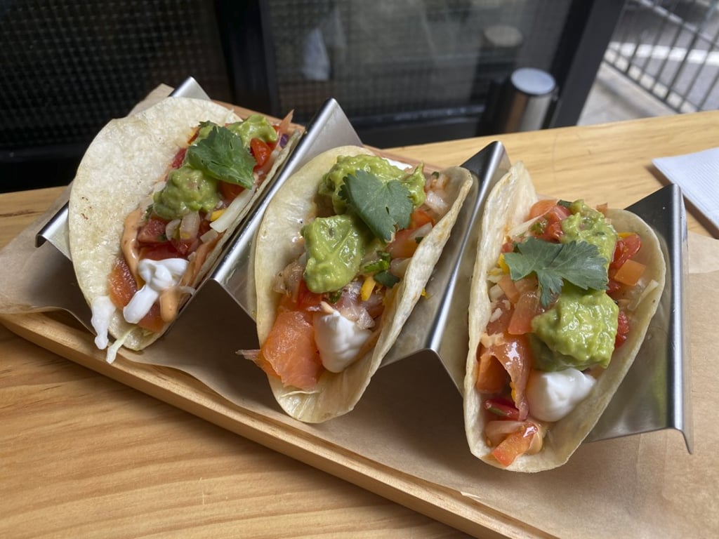 Salmon tacos at Blackwood Cafe & Bar. Photo: Holly Chik