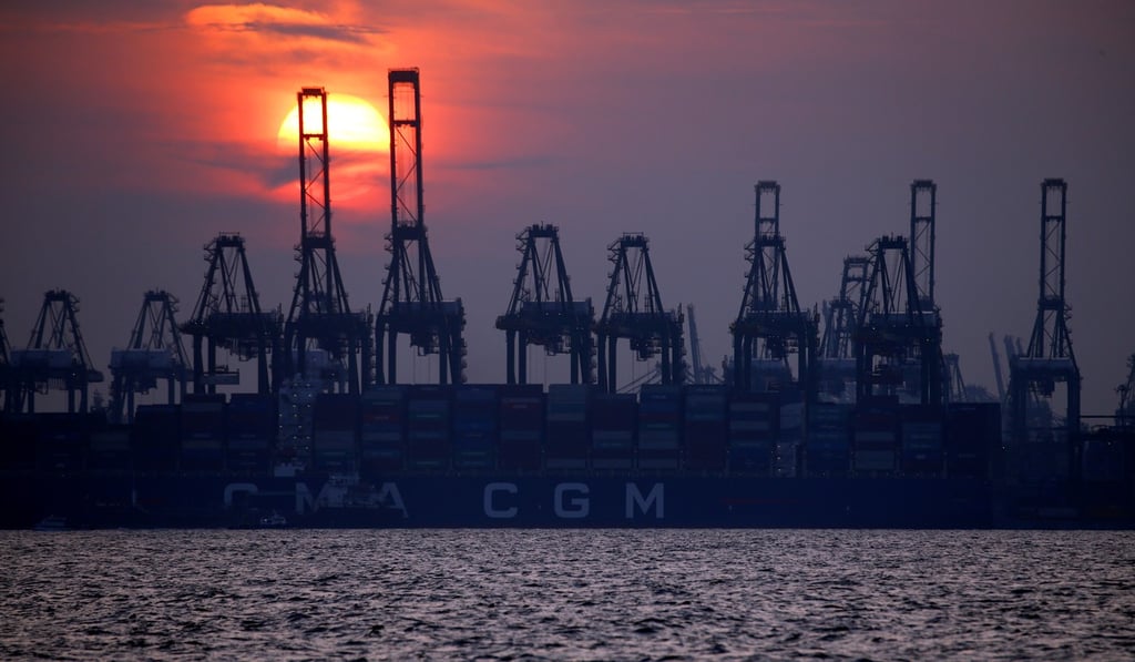Container cranes at Singapore port. The city is one of the world’s top places for oceangoing cargo ships to refuel. Photo: Reuters