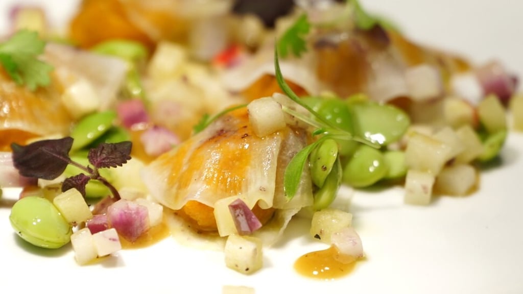 Arcane’s butternut squash with white daikon and edamame. Photo: SCMP/Jeff Chen