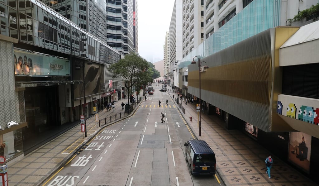 Retail businesses across Hong Kong have been badly hit by the coronavirus, with the outbreak leaving normally busy city streets deserted. Photo: Winson Wong