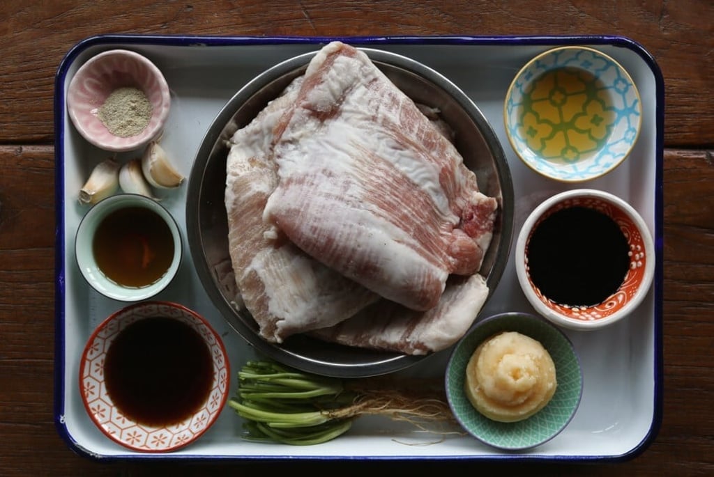 The ingredients for the pork neck. Photo: Jonathan Wong