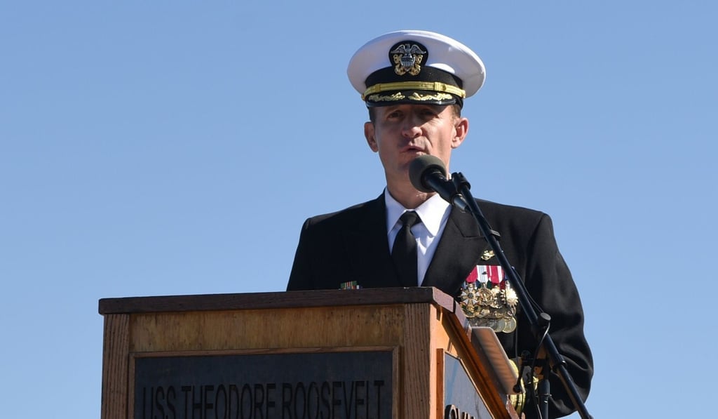 The US navy’s dismissal Captain Brett Crozier for an email in which he pleaded to have his men removed from the USS Theodore Roosevelt has drawn comparisons to Chinese authorities’ handling of whistle-blower Dr Li Wenliang. Photo: Sean Lynch/US navy/AFP