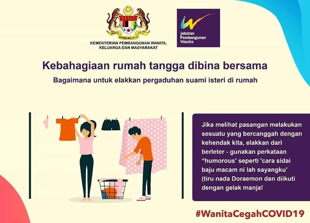 One of the coronavirus campaign posters shared by Malaysia’s women’s affairs ministry. Photo: Twitter