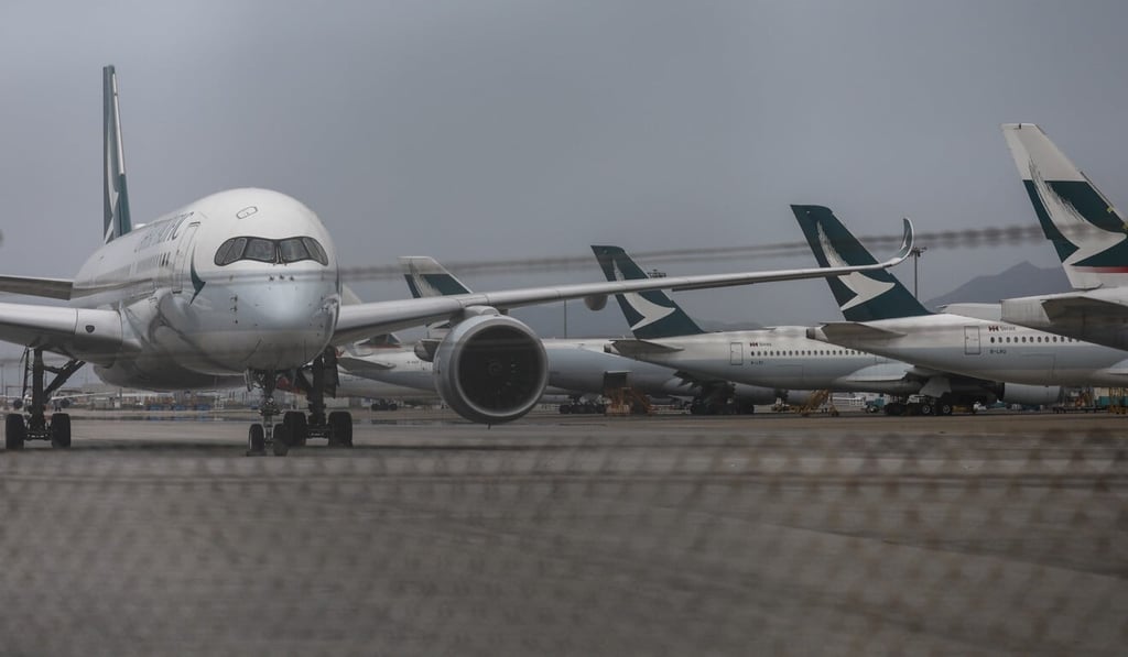 Cathay Pacific, which typically flies 100,000 passengers a day, had just 582 total passengers one day last week. Photo: Winson Wong