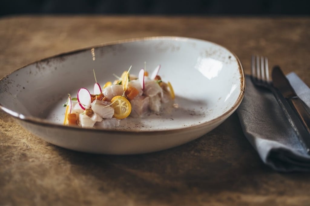 Lagrange's sweet and sour ceviche with leche de tigre and roasted corn. Photo: Handout