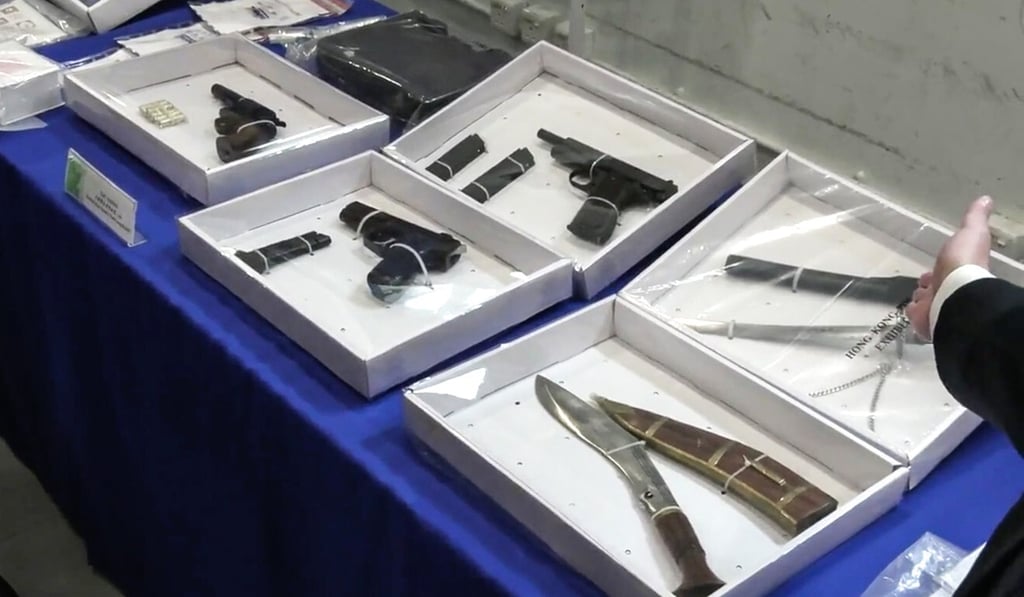 Weapons seized from the six arrested over the smash-and-grab robbery. Photo: Handout