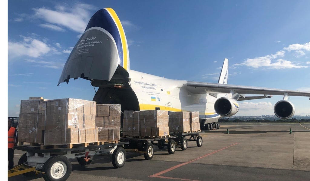 An Antonov cargo plane with masks from China arrives at Brasilia's airport. Photo: Reuters