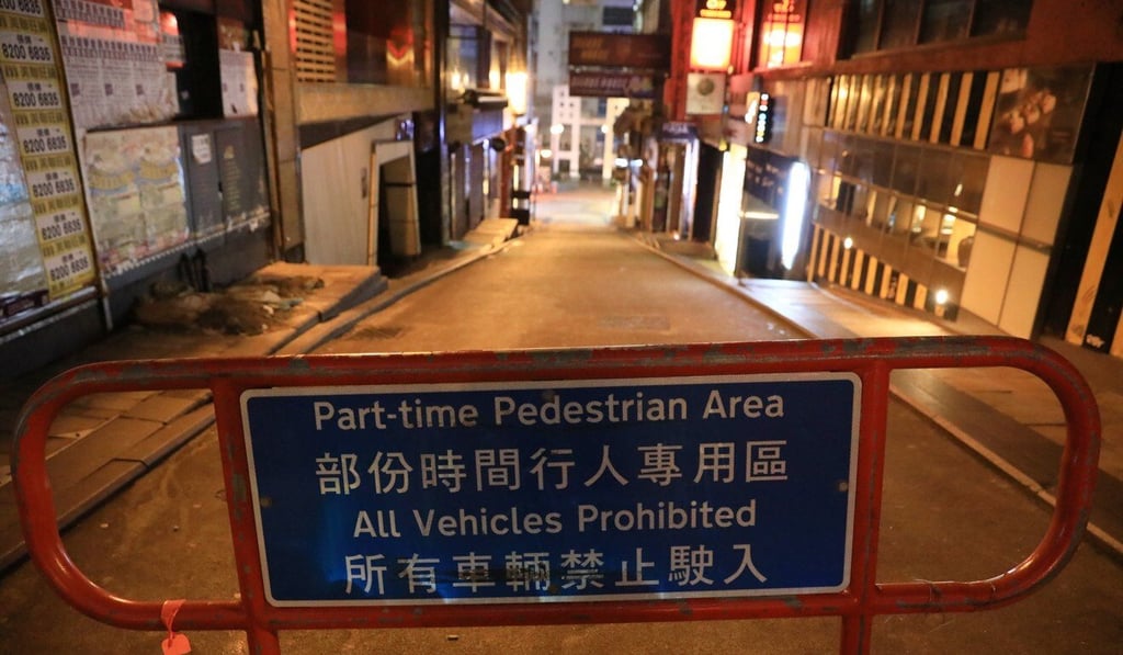 Lan Kwai Fong entertainment area is deserted. Photo: May Tse