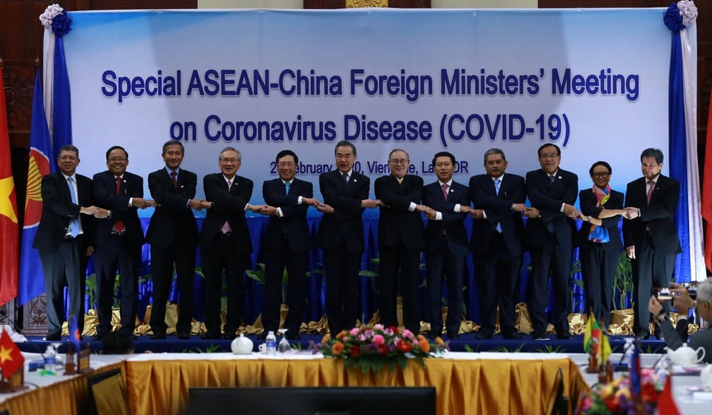 A special Asean-China foreign ministers meeting was held in Vientiane, Laos, to discuss the coronavirus outbreak. Photo: Xinhua