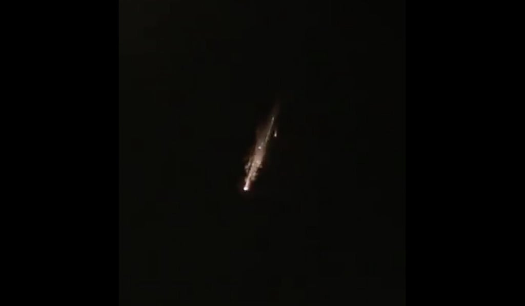 Debris from the failed mission rained down over Guam on Thursday night. Photo: Twitter Debris from the failed mission rained down over Guam on Thursday night. Photo: Twitter