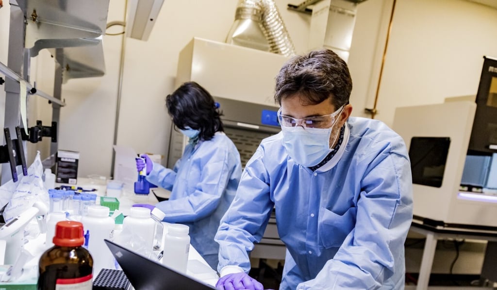 Amazon employees begin assembling the equipment needed for its first coronavirus testing lab, with hopes to start testing workers soon. Photo: AFP