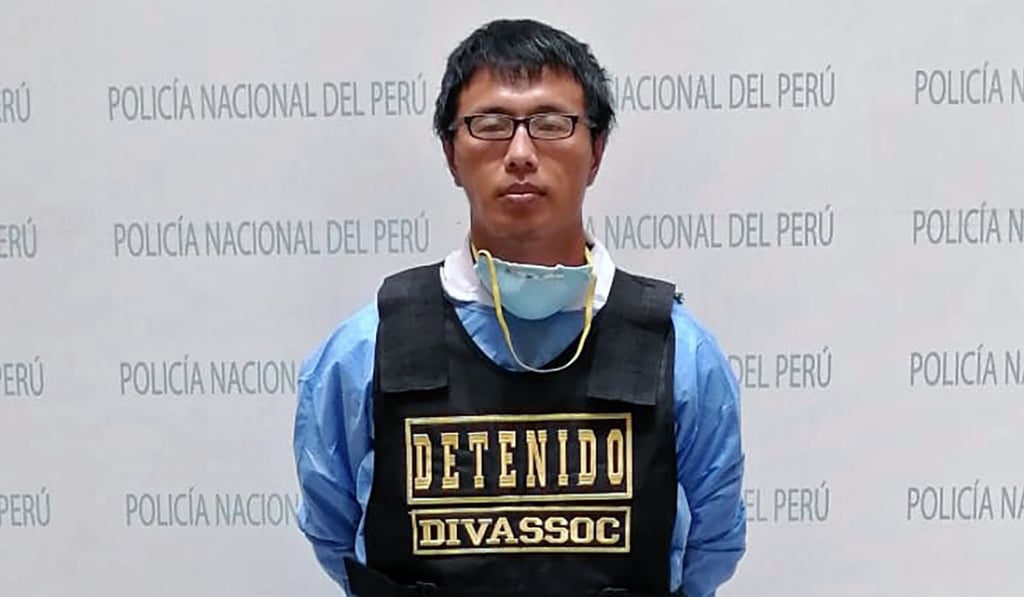 Zhang Tianxing admitted he was not authorised to carry out the tests and that the kits had been taken from his workplace. Photo: Peruvian National Police via AFP