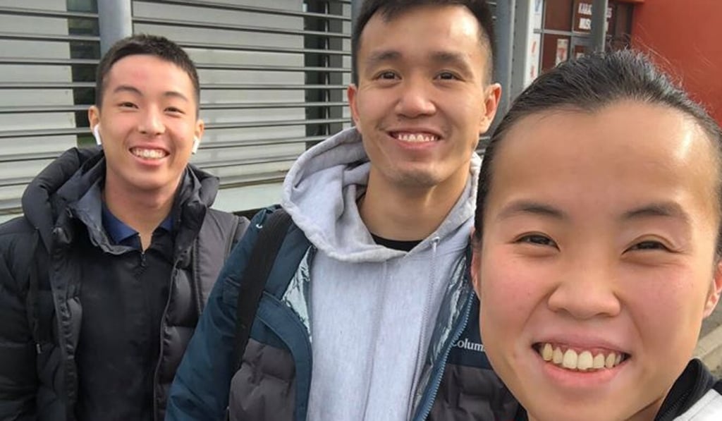 Tsang Yee-ting (front) with teammates Lee Chun-ho and Chau Ka-him while training in France. Photo: Handout