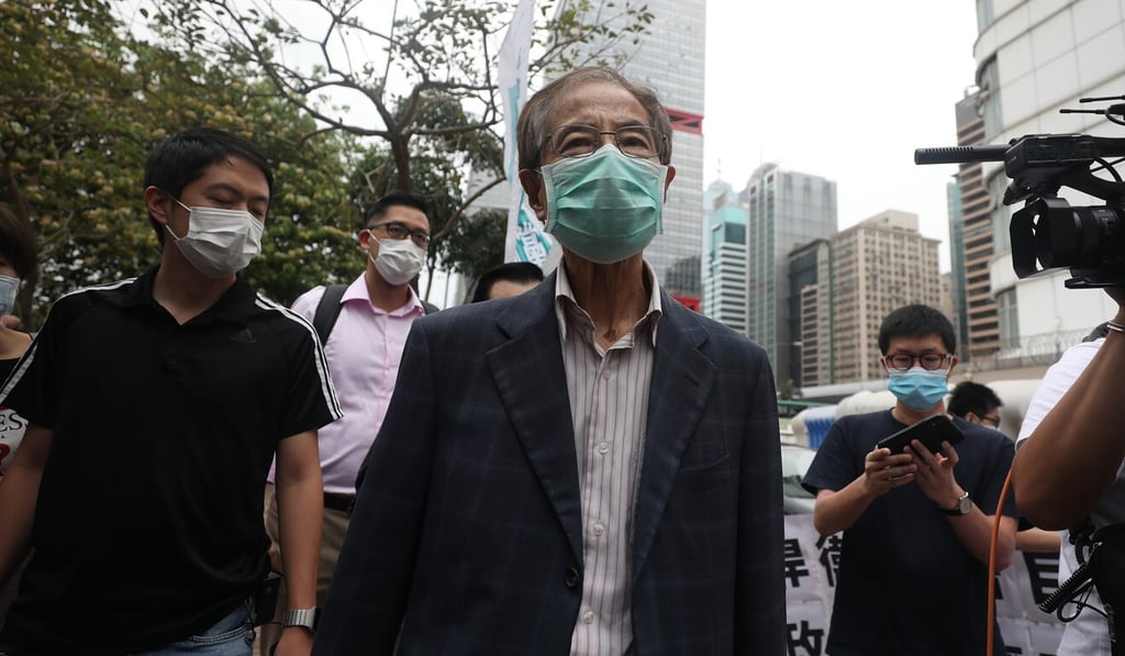 Martin Lee leaves Central Police Station on Saturday. Photo: Xiaomei Chen