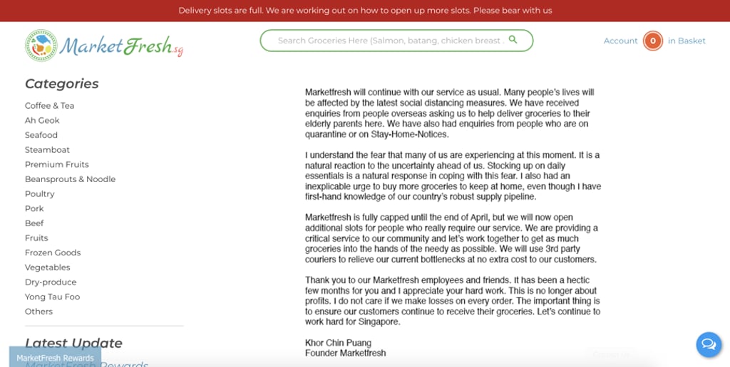 MarketFresh has been overwhelmed with orders. Photo: Screengrab