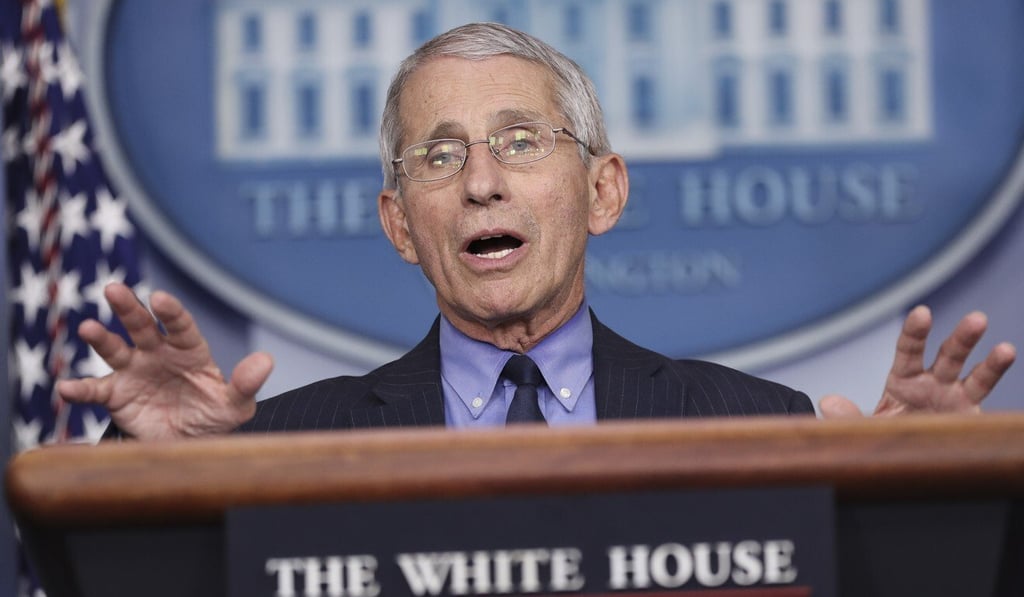 National Institute of Allergy and Infectious Diseases director Anthony Fauci speaks during a news conference at the White House on Friday. Photo: Bloomberg