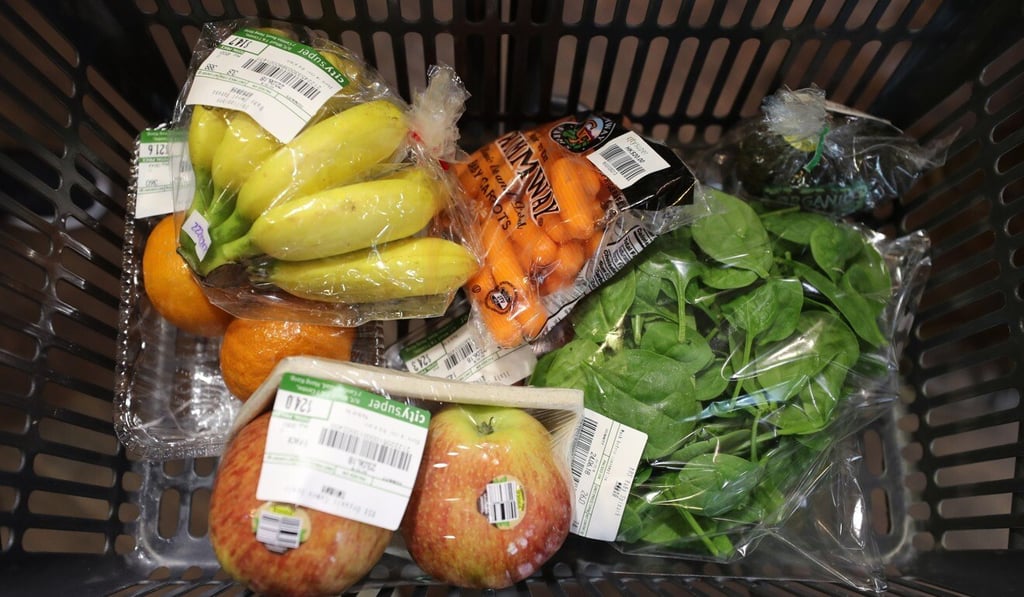 Plastic wrapping for fruit and vegetables at City'super in Causeway Bay. Photo: Winson Wong