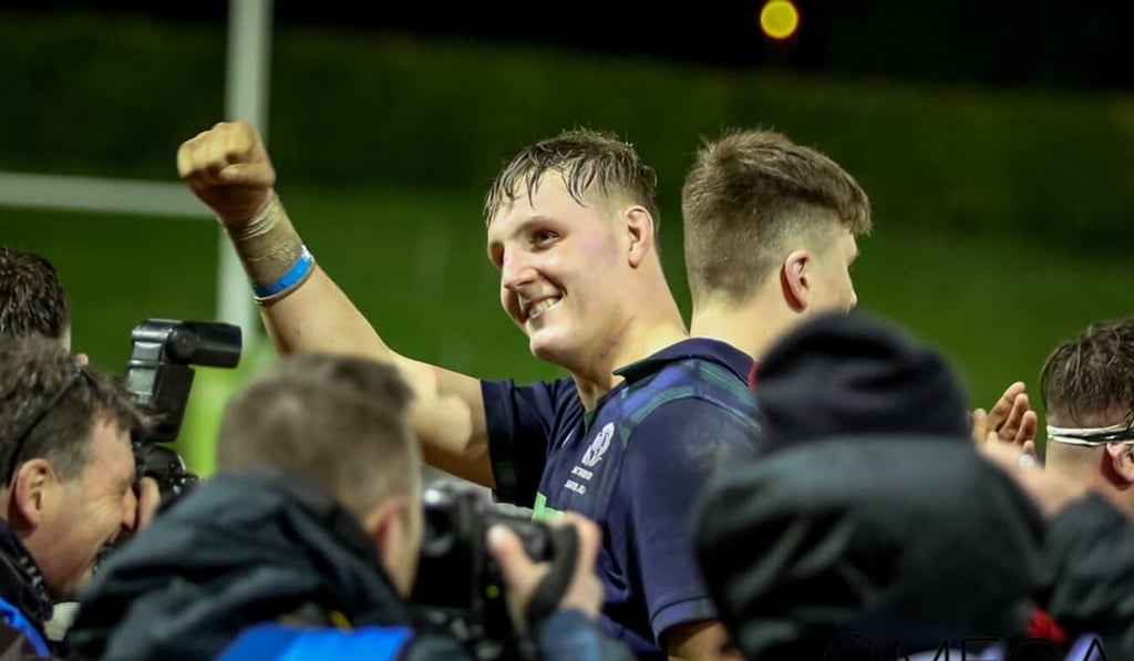 Henderson celebrates after winning a game in the Six Nations U-20s. Photo: SNS Group