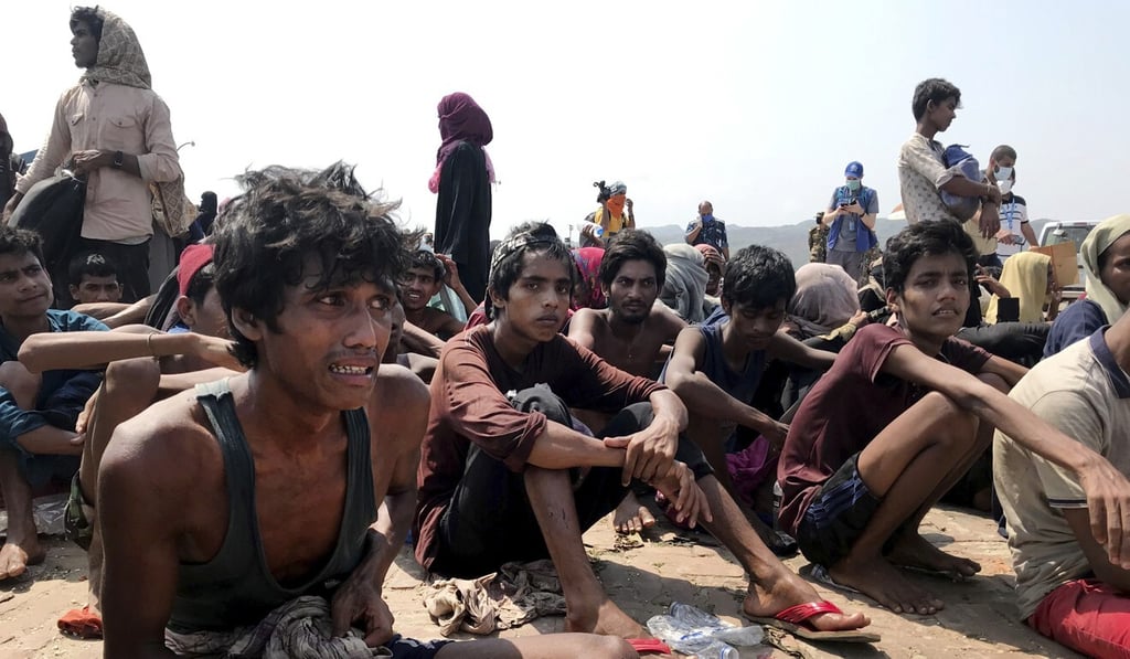 Starving Rohingya refugees, who were adrift at sea for weeks after failing to reach Malaysia, following their rescue by the Bangladeshi coastguard on April 16. Photo: AP