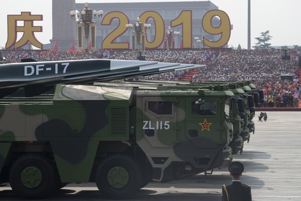China’s DF-17 hypersonic missile featured in the National Day military parade in October. Photo: AP