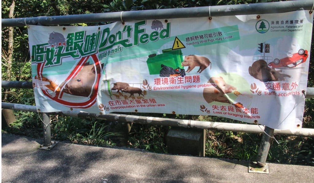 A banner warns about wild boar in the country park. Photo: Handout