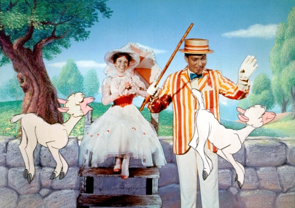 Actors Julie Andrews as Mary Poppins and Dick Van Dyke as Bert in a scene from Mary Poppins. Photo: AP Photo/Disney Home Entertainment