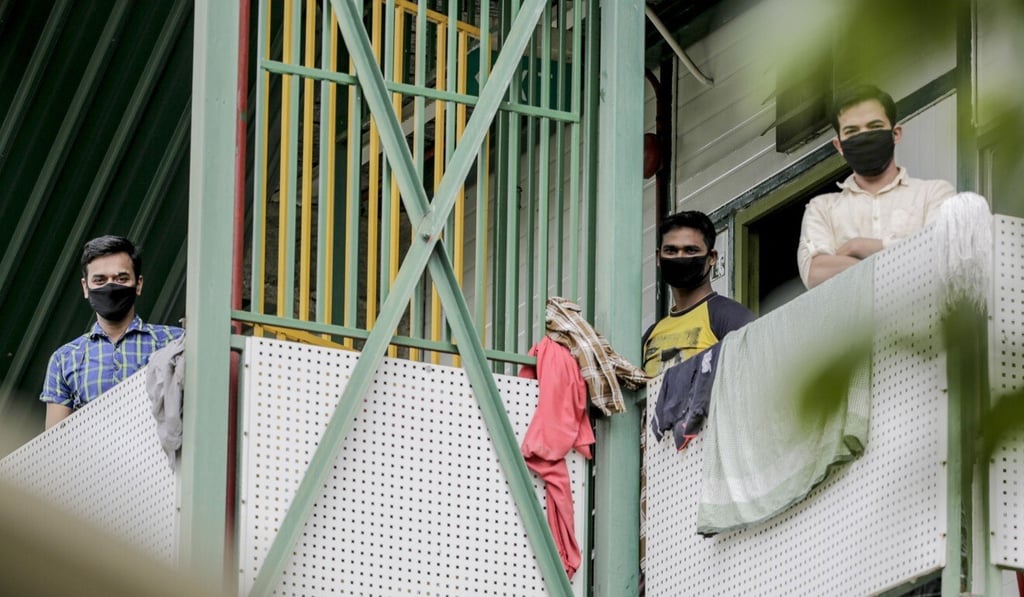 Migrant workers in dormitories make up the majority of Singapore’s coronavirus infections. Photo: EPA-EFE Migrant workers in dormitories make up the majority of Singapore’s coronavirus infections. Photo: EPA-EFE