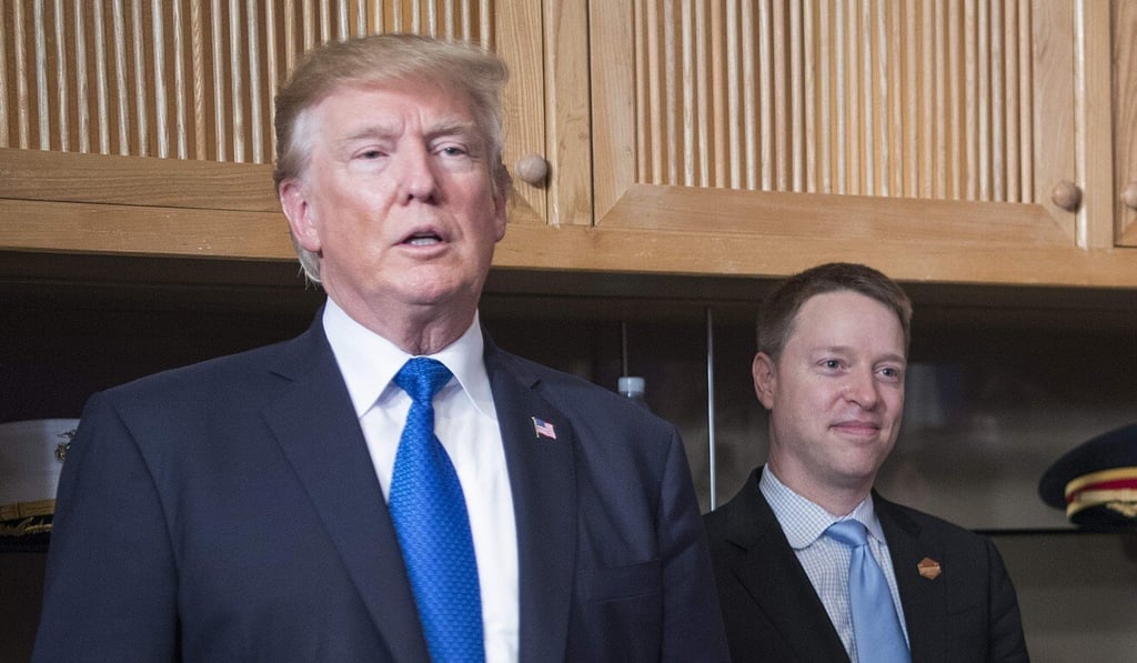 US President Donald Trump with Matthew Pottinger on the sidelines of the Asia-Pacific Economic Cooperation (Apec) leaders’ summit in Da Nang, Vietnam on November 10, 2017. Photo: AFP