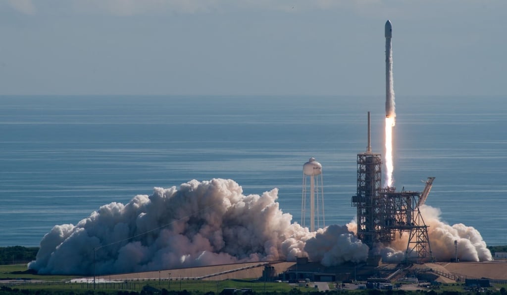 A Falcon 9 rocket carrying the X-37B drone lifts off from Nasa's Kennedy Space Centre in September 2017. Photo: SpaceX via AFP
