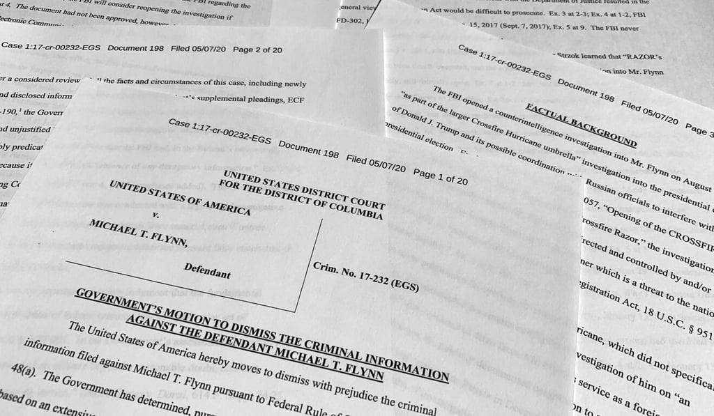 The US Justice Department has filed a motion to dismiss the criminal case against ex-national security adviser Michael Flynn. Photo: AP The US Justice Department has filed a motion to dismiss the criminal case against ex-national security adviser Michael Flynn. Photo: AP