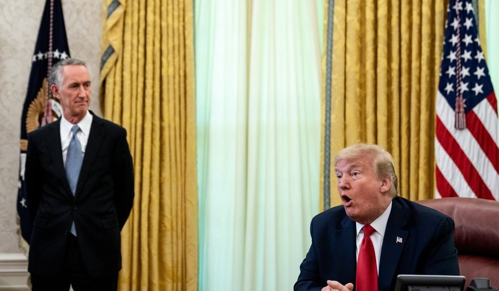 Daniel O’Day, the CEO of Gilead Sciences Inc., with US President Donald Trump during a meeting this month at the White House. Photo: EPA-EFE Daniel O’Day, the CEO of Gilead Sciences Inc., with US President Donald Trump during a meeting this month at the White House. Photo: EPA-EFE
