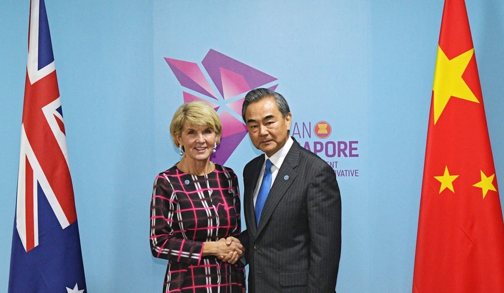 Julie Bishop, pictured in 2018 when she was Australia’s foreign minister, with Chinese foreign minister Wang Yi. Photo: Xinhua