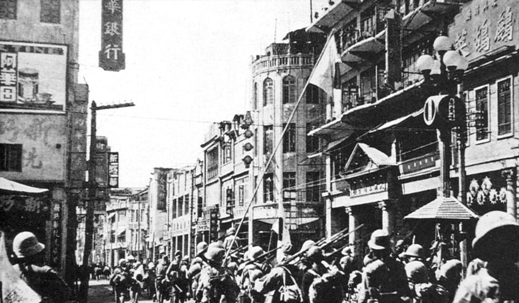 Japanese troops enter Guangzhou during the occupation of China. Photo: Handout Japanese troops enter Guangzhou during the occupation of China. Photo: Handout