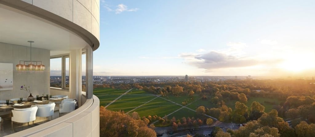 The Bryanston looks out onto the wide expanse of Hyde Park in London. Photo: Almacantar The Bryanston looks out onto the wide expanse of Hyde Park in London. Photo: Almacantar