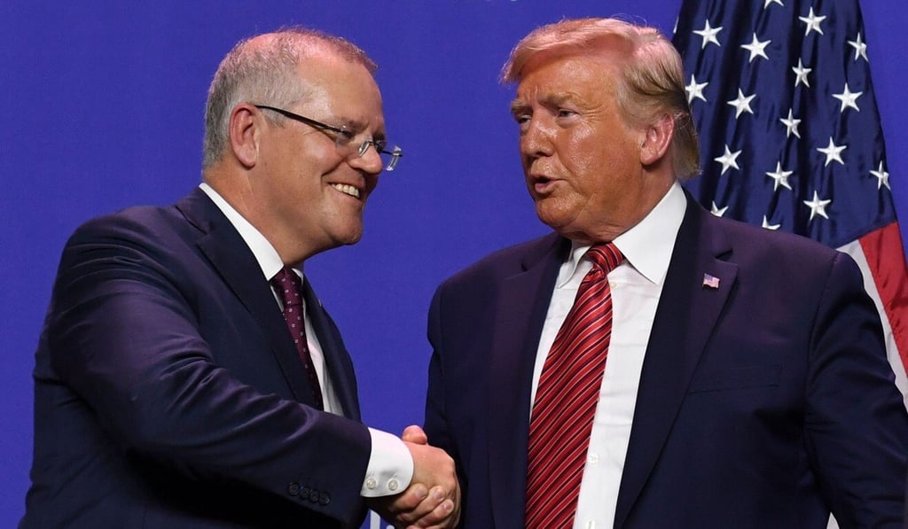 Australian Prime Minister Scott Morrison shakes hands with US President Donald Trump during his visit to the US in 2019. Photo: AFP