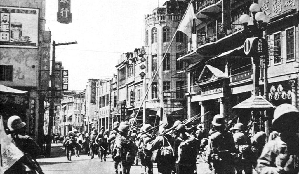 Japanese troops enter Guangzhou during the occupation of China. Photo: Handout