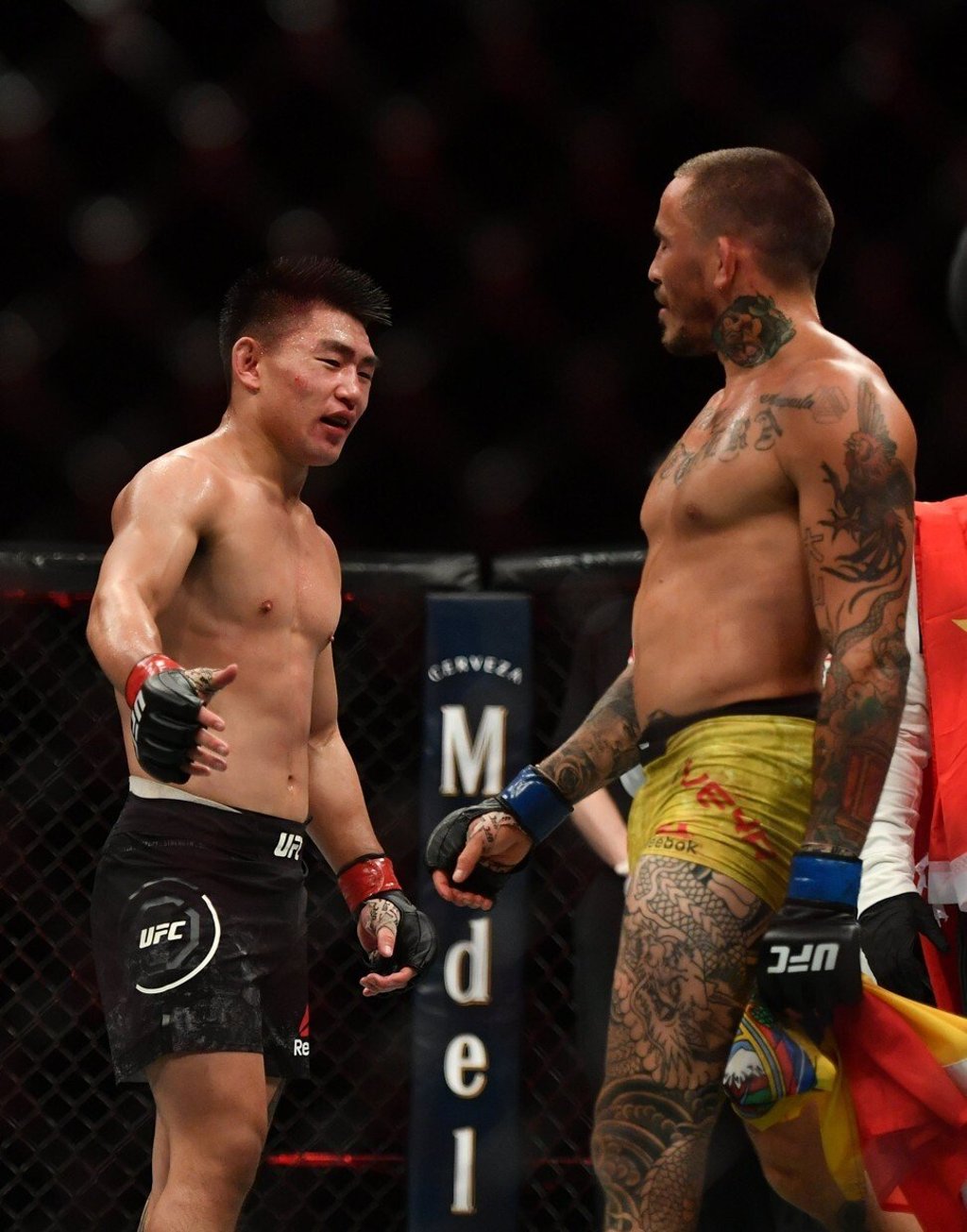 Marlon Vera snubs Song Yadong’s attempts for a hand shake after their fight.