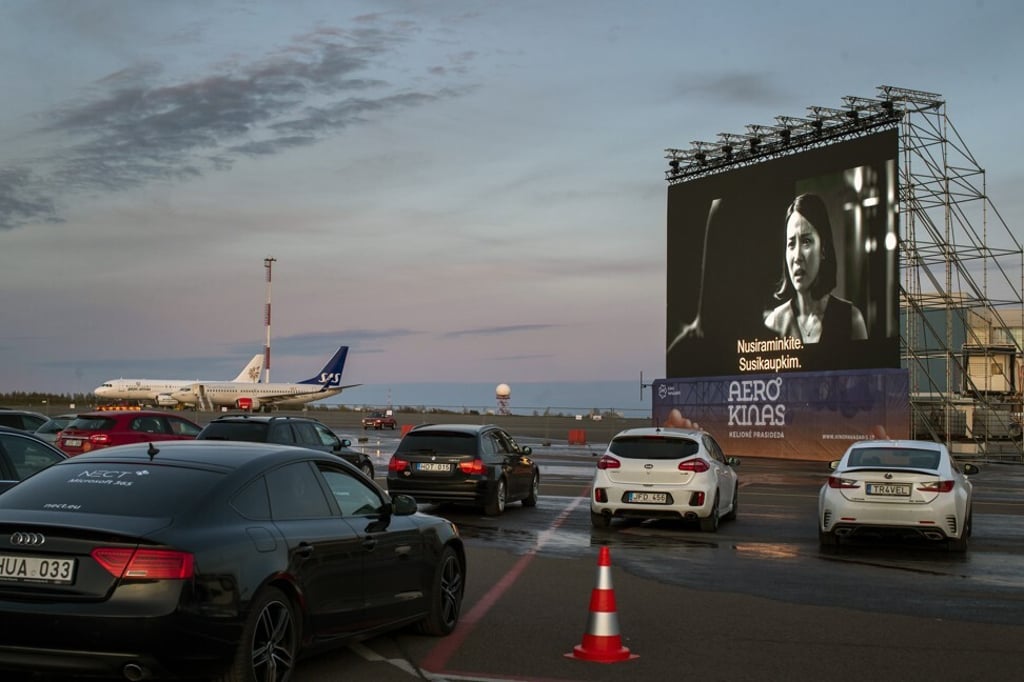 A drive-in cinema at Vilnius Airport. Photo: AP
